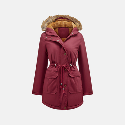 Dames Parka Winterjas Met Fleecevoering En Imitatiebont Capuchon