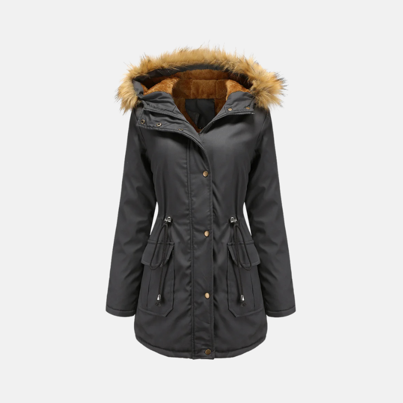 Dames Parka Winterjas Met Fleecevoering En Imitatiebont Capuchon