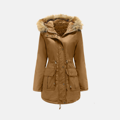 Dames Parka Winterjas Met Fleecevoering En Imitatiebont Capuchon