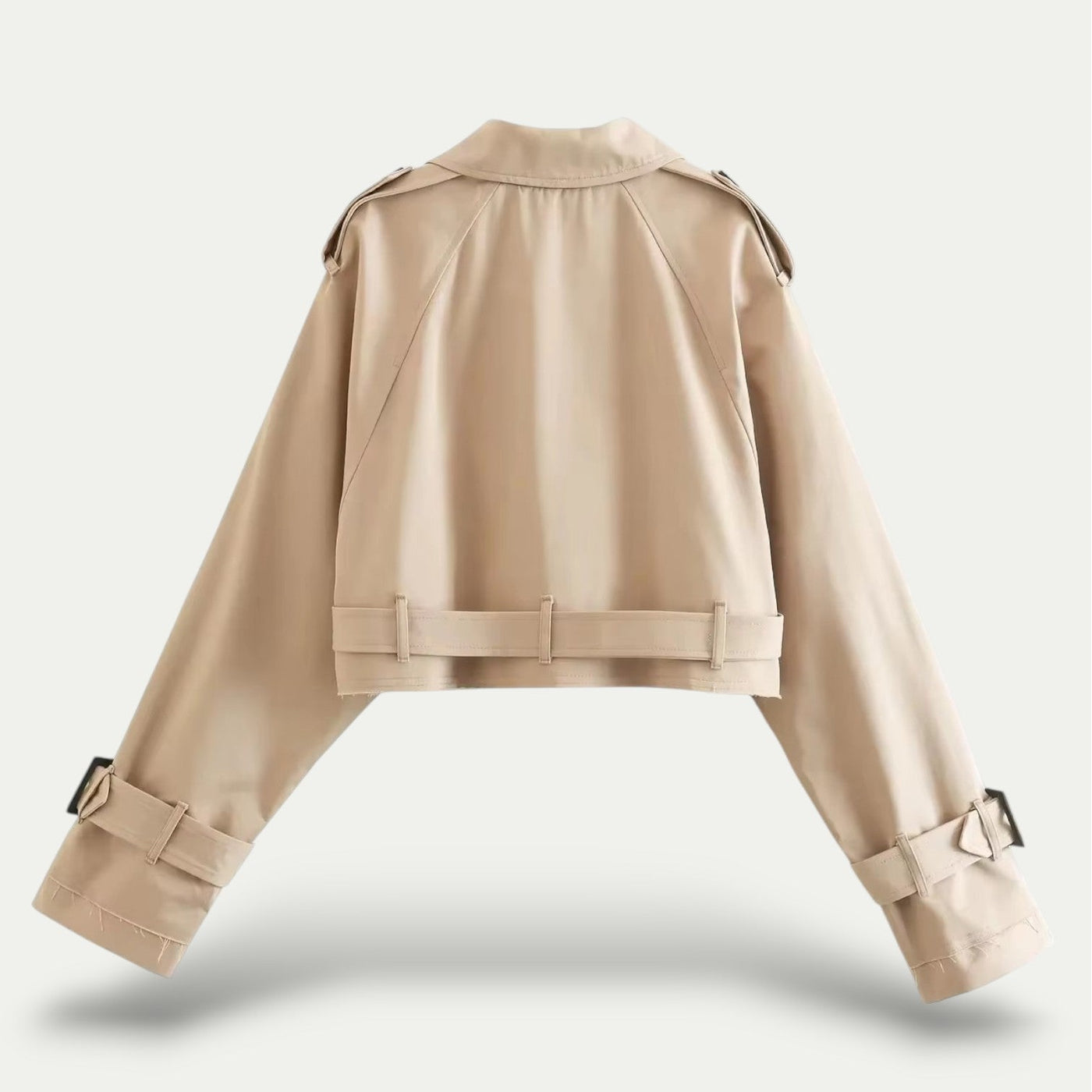 Dames Korte Trenchcoat Met Ceintuur En Reverskraag