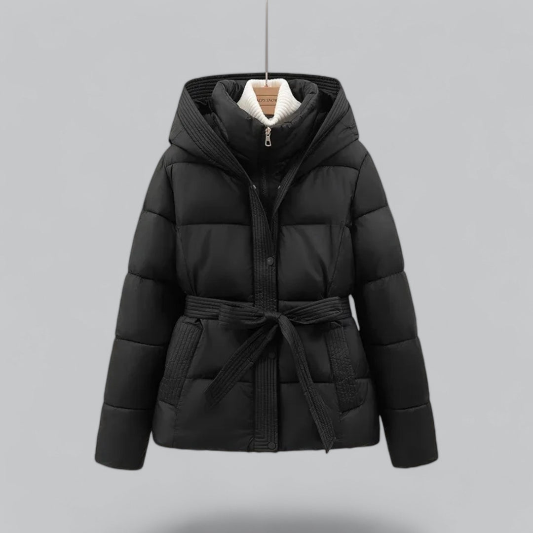 Dames Winter Parka Jas Met Capuchon En Tailleceintuur
