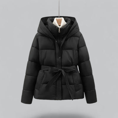 Dames Winter Parka Jas Met Capuchon En Tailleceintuur