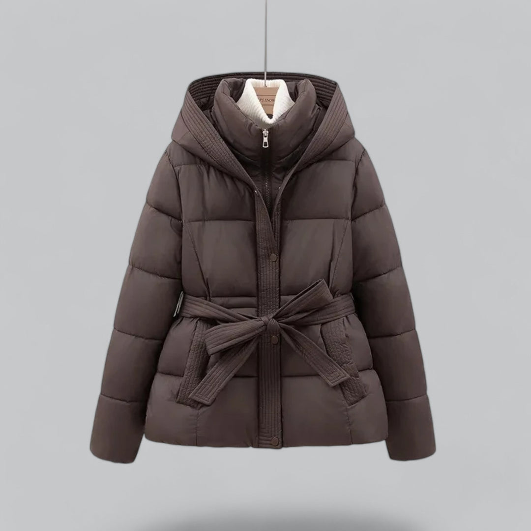 Dames Winter Parka Jas Met Capuchon En Tailleceintuur