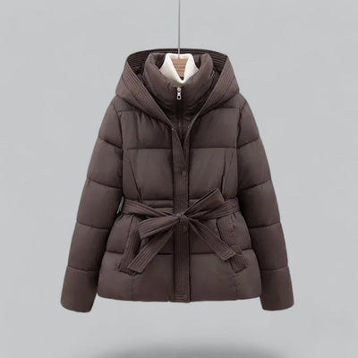 Dames Winter Parka Jas Met Capuchon En Tailleceintuur