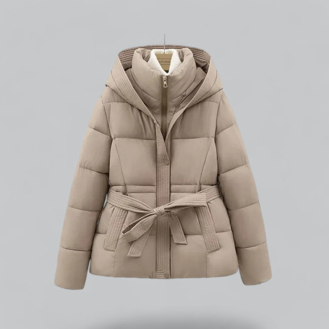 Dames Winter Parka Jas Met Capuchon En Tailleceintuur