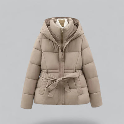Dames Winter Parka Jas Met Capuchon En Tailleceintuur