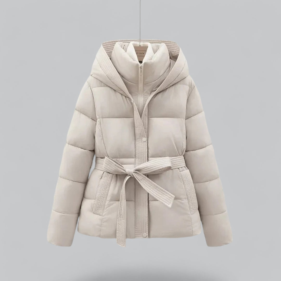 Dames Winter Parka Jas Met Capuchon En Tailleceintuur