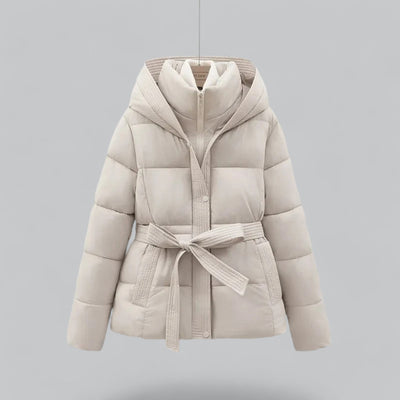 Dames Winter Parka Jas Met Capuchon En Tailleceintuur