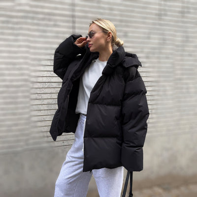 Dames Winter Puffer Jas Met Capuchon En Ritssluiting