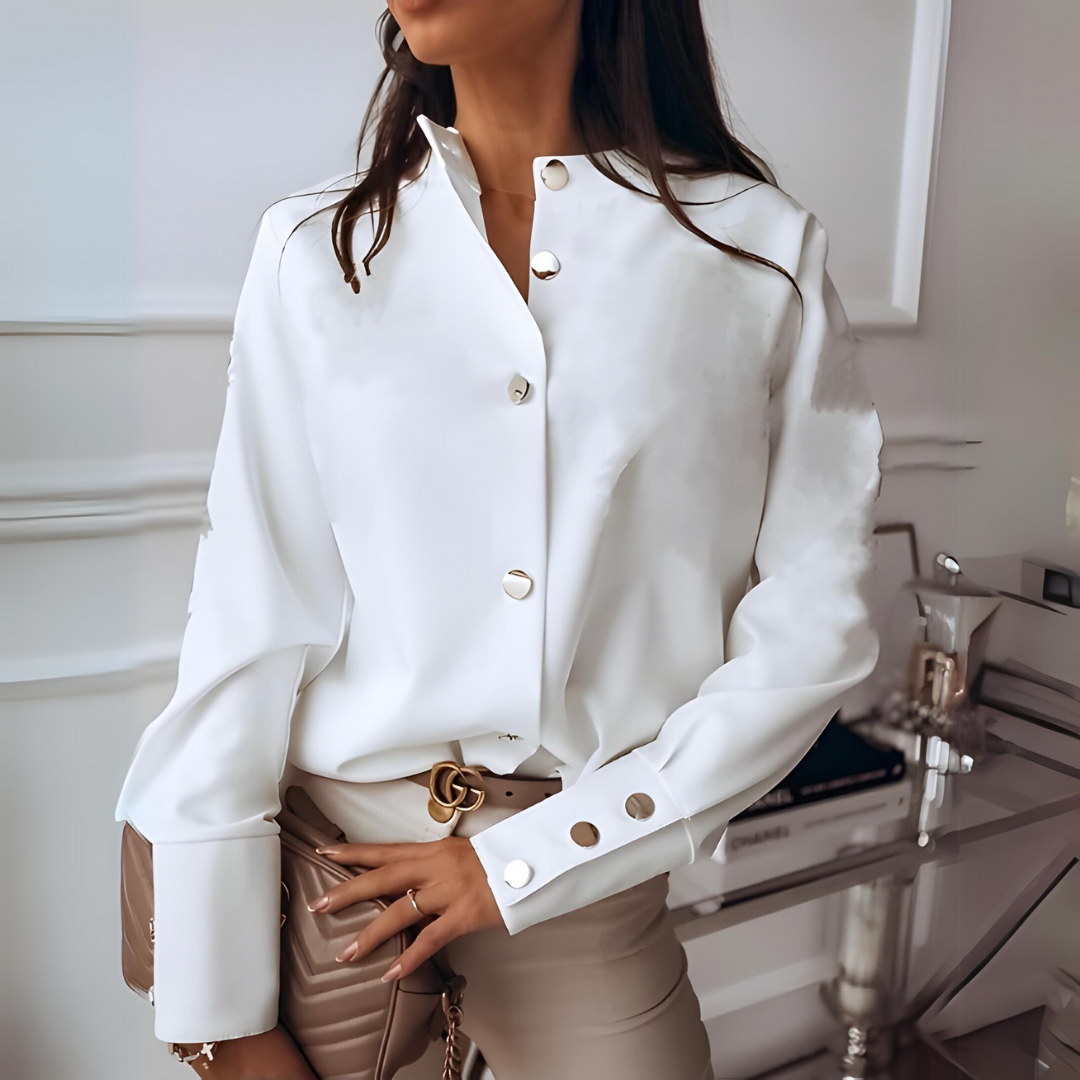 Dames Blouse Met Lange Mouwen En Knopen