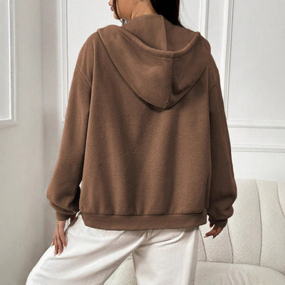Dames Fleece Hoodie Met Ritssluiting En Capuchon Met Zakken
