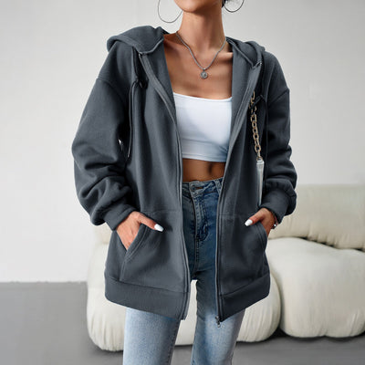 Dames Hoodie Met Ritssluiting En Capuchon Met Zakken
