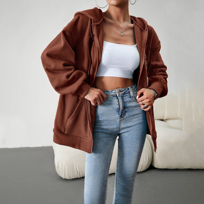 Dames Hoodie Met Ritssluiting En Capuchon Met Zakken