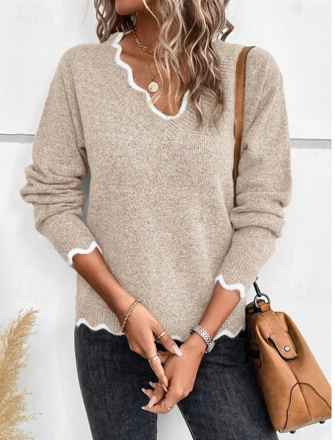Dames Losse Gebreide Sweater Met Lange Mouwen