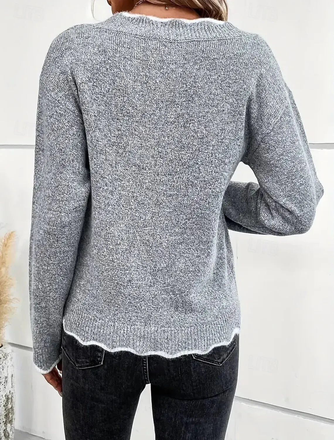 Dames Losse Gebreide Sweater Met Lange Mouwen