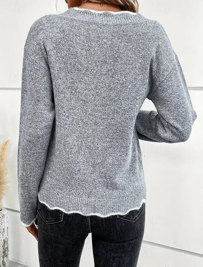 Dames Losse Gebreide Sweater Met Lange Mouwen