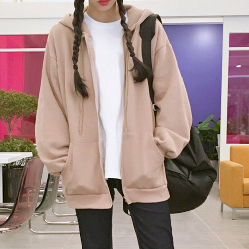 Dames Oversized Hoodie Met Rits En Capuchon