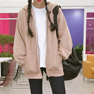Dames Oversized Hoodie Met Rits En Capuchon