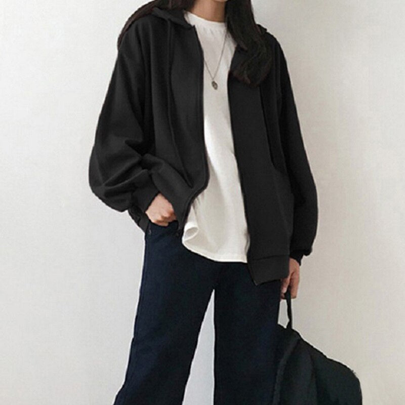 Dames Oversized Hoodie Met Rits En Capuchon