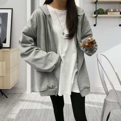 Dames Oversized Hoodie Met Rits En Capuchon