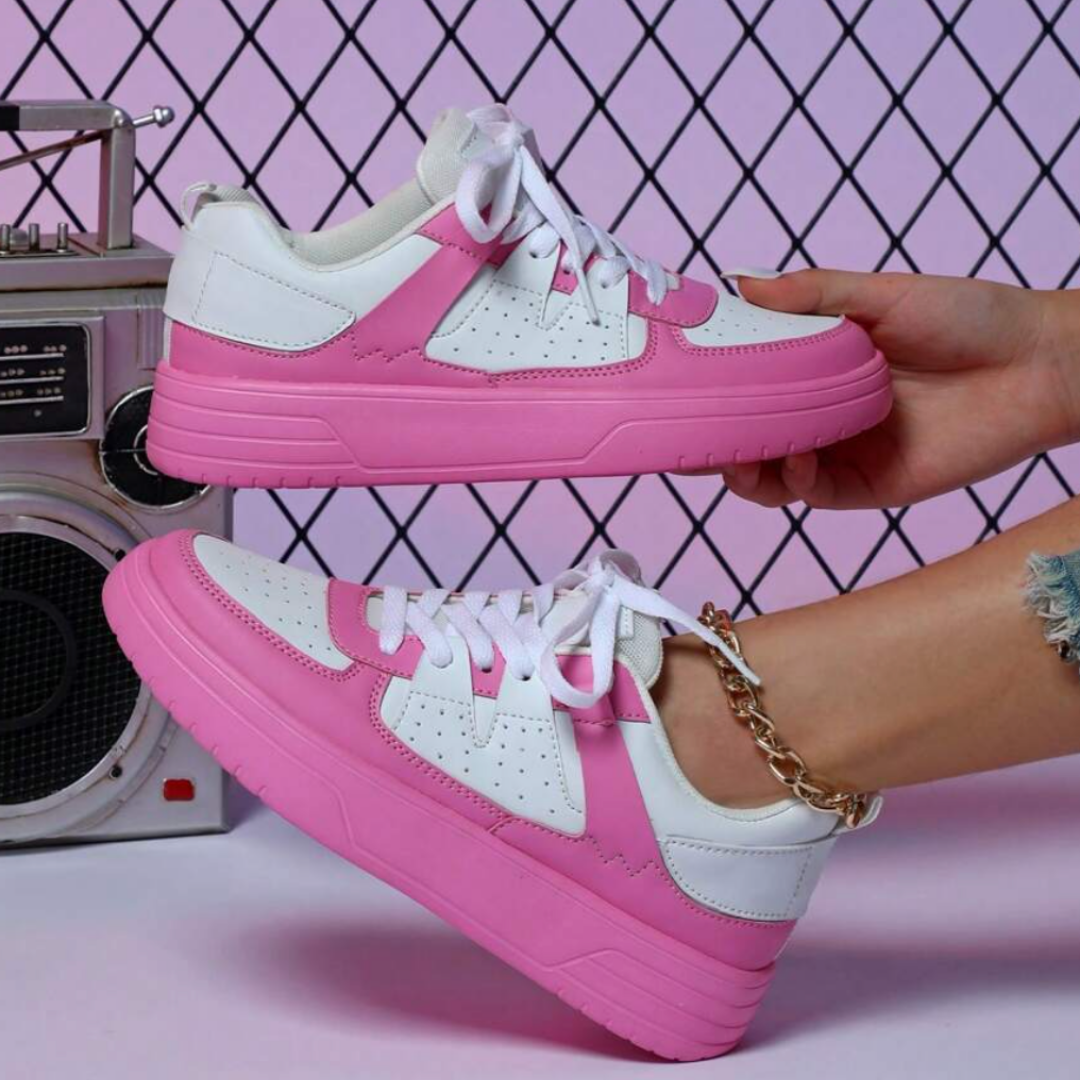 Dames Casual Sneakers Met Kleurrijke Delen