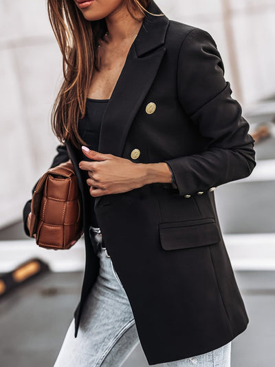 Dames Blazer Met Gouden Knopen En Getailleerde Pasvorm