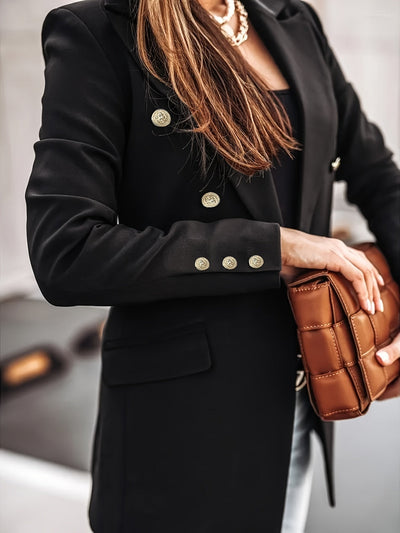 Dames Blazer Met Gouden Knopen En Getailleerde Pasvorm
