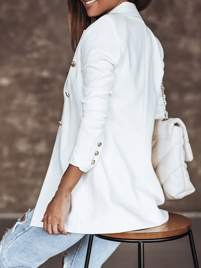 Dames Blazer Met Gouden Knopen En Getailleerde Pasvorm