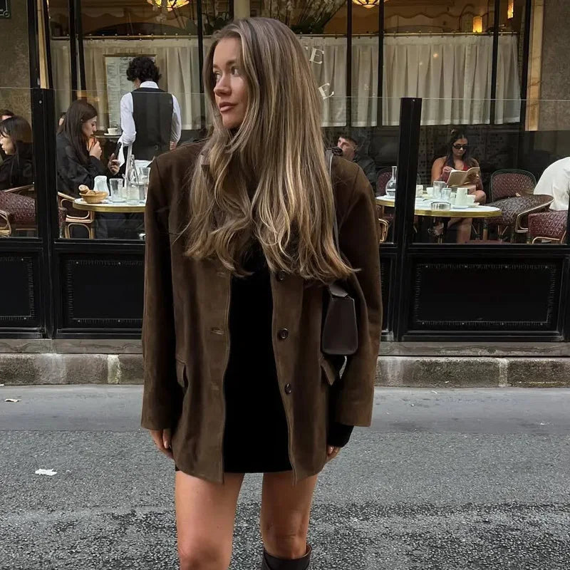 Dames Blazer Met Reverskraag En Klepzakken