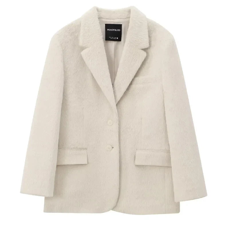 Dames Blazer Met Reverskraag En Tweeknoopssluiting