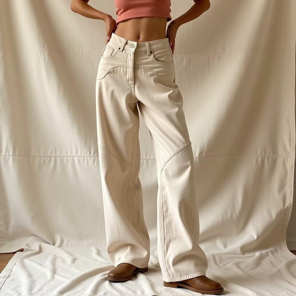 Dames Middelhoge Taille Broek Met Wijde pijpen