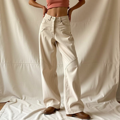 Dames Middelhoge Taille Broek Met Wijde pijpen