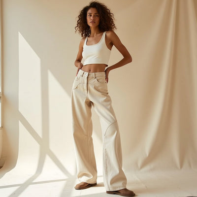 Dames Middelhoge Taille Broek Met Wijde pijpen