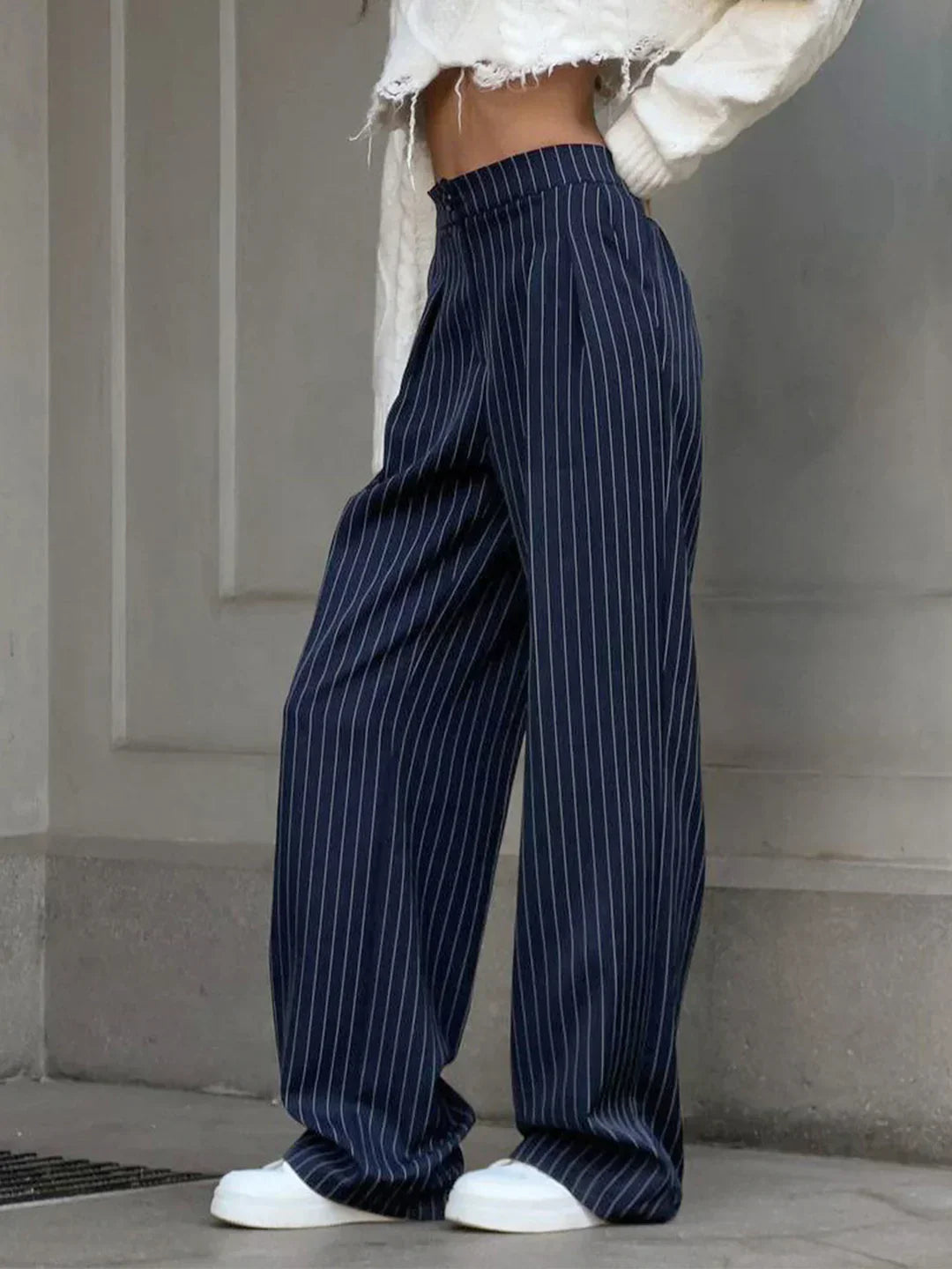 Dames Middelhoge Taille Broek Met Wijde pijpen En Gestreept patroon