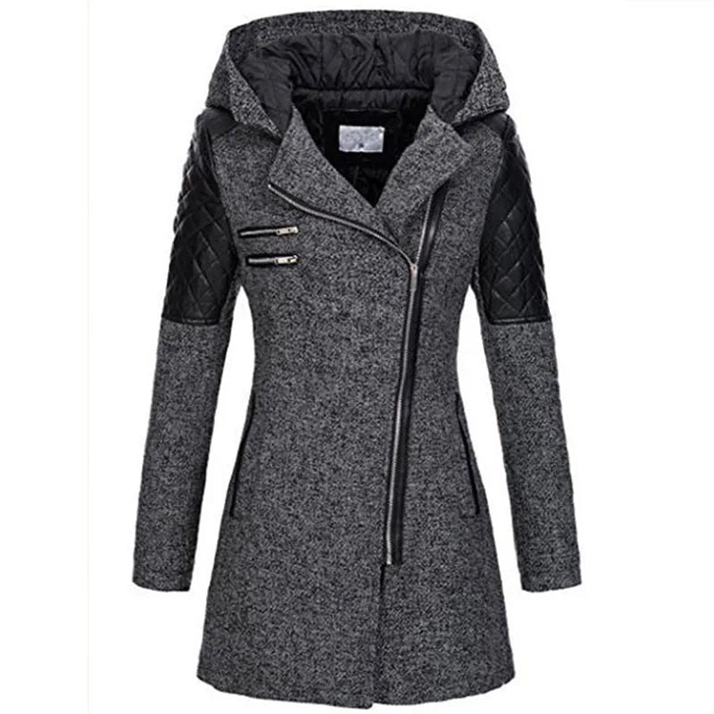 Dames Winterjas Met Capuchon En Asymmetrische Rits