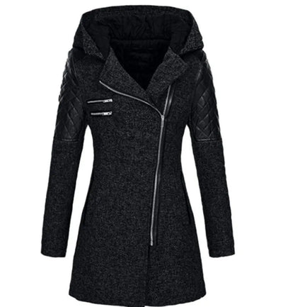 Dames Winterjas Met Capuchon En Asymmetrische Rits