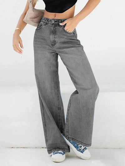 Dames Jeans Met Hoge Taille En Wijde Pijpen In Relaxte Pasvorm