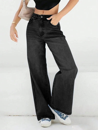 Dames Jeans Met Hoge Taille En Wijde Pijpen In Relaxte Pasvorm