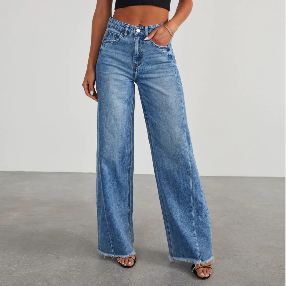 Dames Jeans Met Hoge Taille En Wijde Pijpen