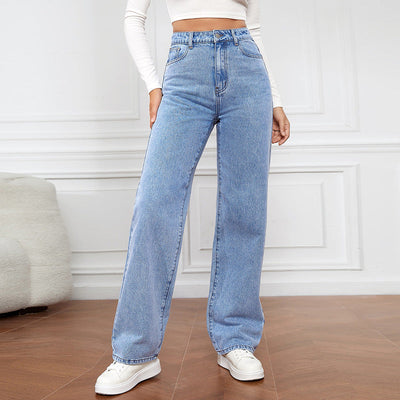 Dames Jeans Met Hoge Taille En Rechte Pijpen Tot Enkellengte
