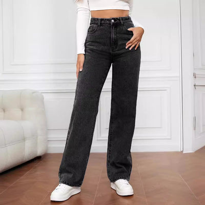 Dames Jeans Met Hoge Taille En Rechte Pijpen Tot Enkellengte