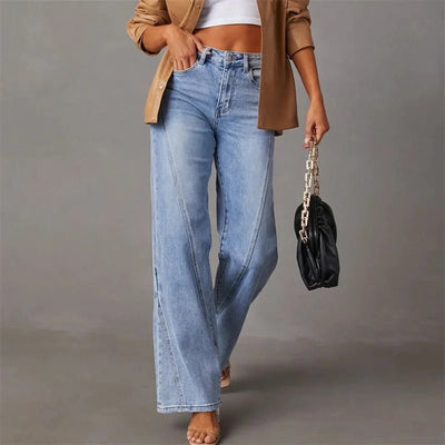 Damesjeans Hoge taille Met Riemlussen En Zakken