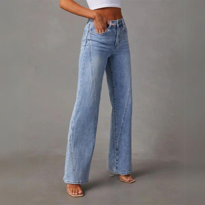 Damesjeans Hoge taille Met Riemlussen En Zakken