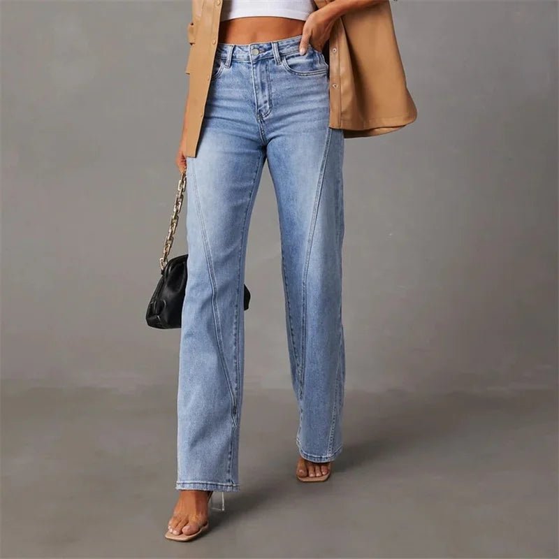 Damesjeans Hoge taille Met Riemlussen En Zakken