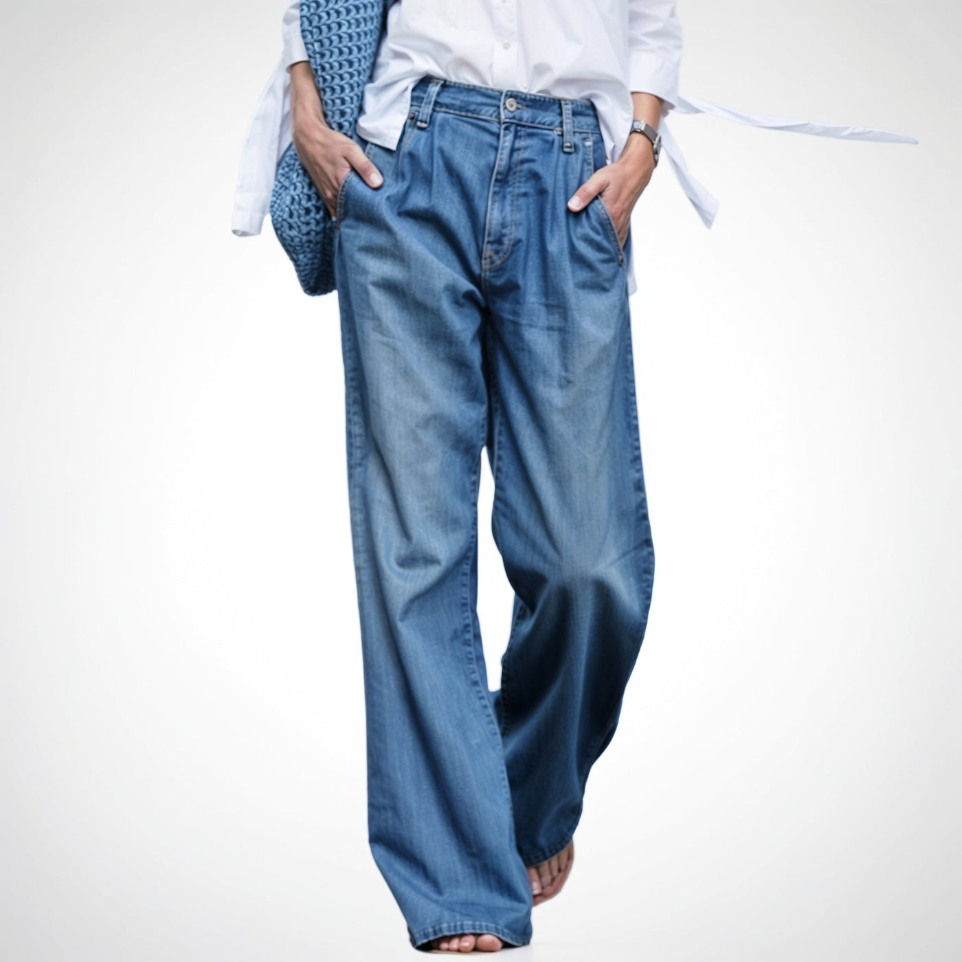 Dames Relaxte Pasvorm Jeans Met zakken aan de voorkant