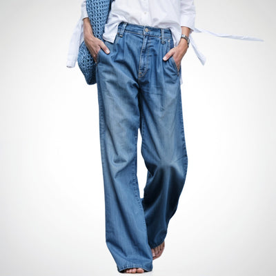Dames Relaxte Pasvorm Jeans Met zakken aan de voorkant