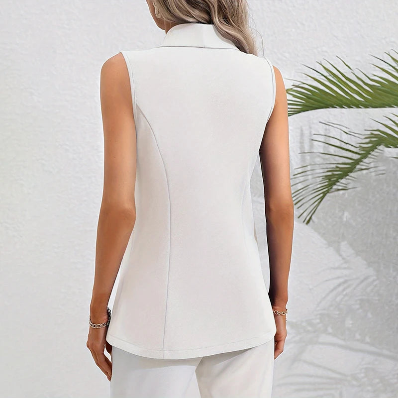 Dames Effen Mouwloze Blazer