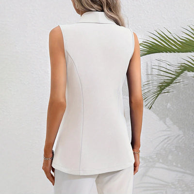 Dames Effen Mouwloze Blazer