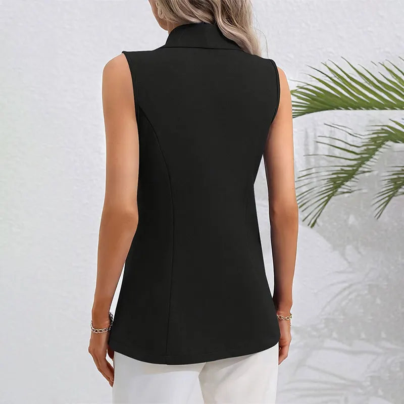 Dames Effen Mouwloze Blazer