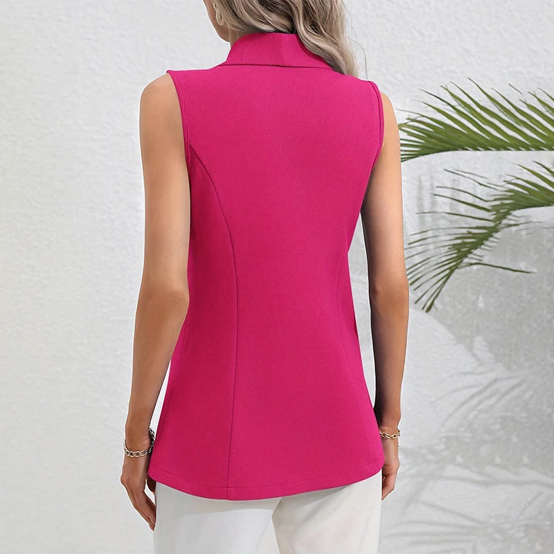 Dames Effen Mouwloze Blazer
